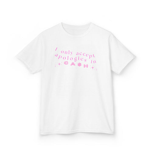 Cash Apology Kids Tee, Funny Kids Shirt, Gift for Kids, Humorous Tee, Youth Apparel, Birthday Celebration Tee