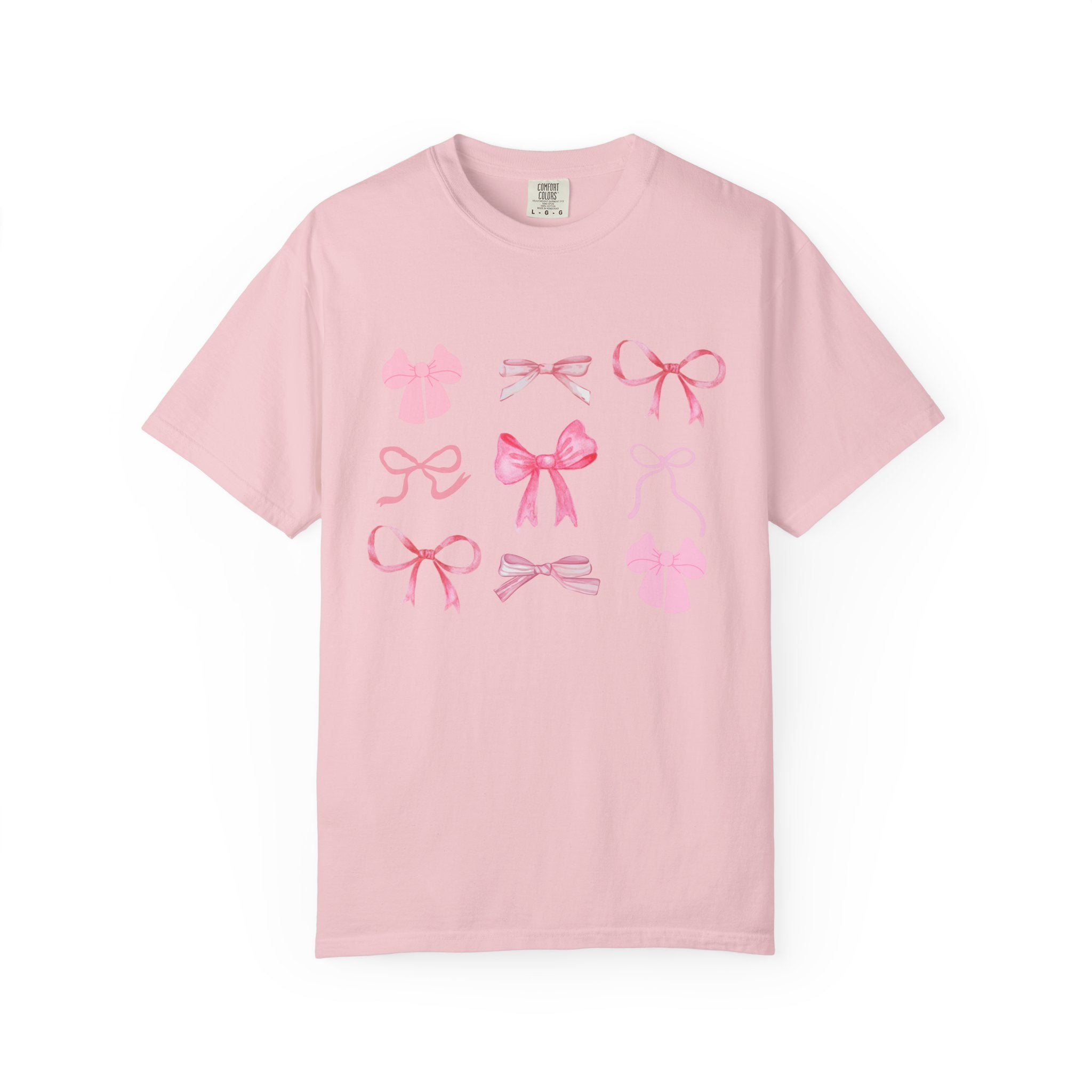 Pink Bow Pattern T-shirt | Cute Ribbon Graphic Tee for Valentine's Day