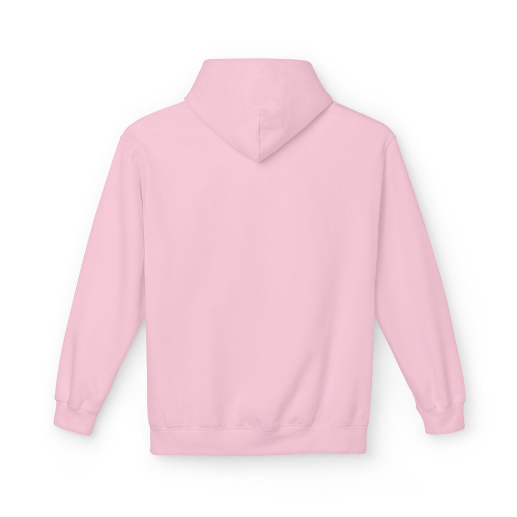White Hoodie — "Too Pretty For Negative Energy" Pink Script Cozy Pullover