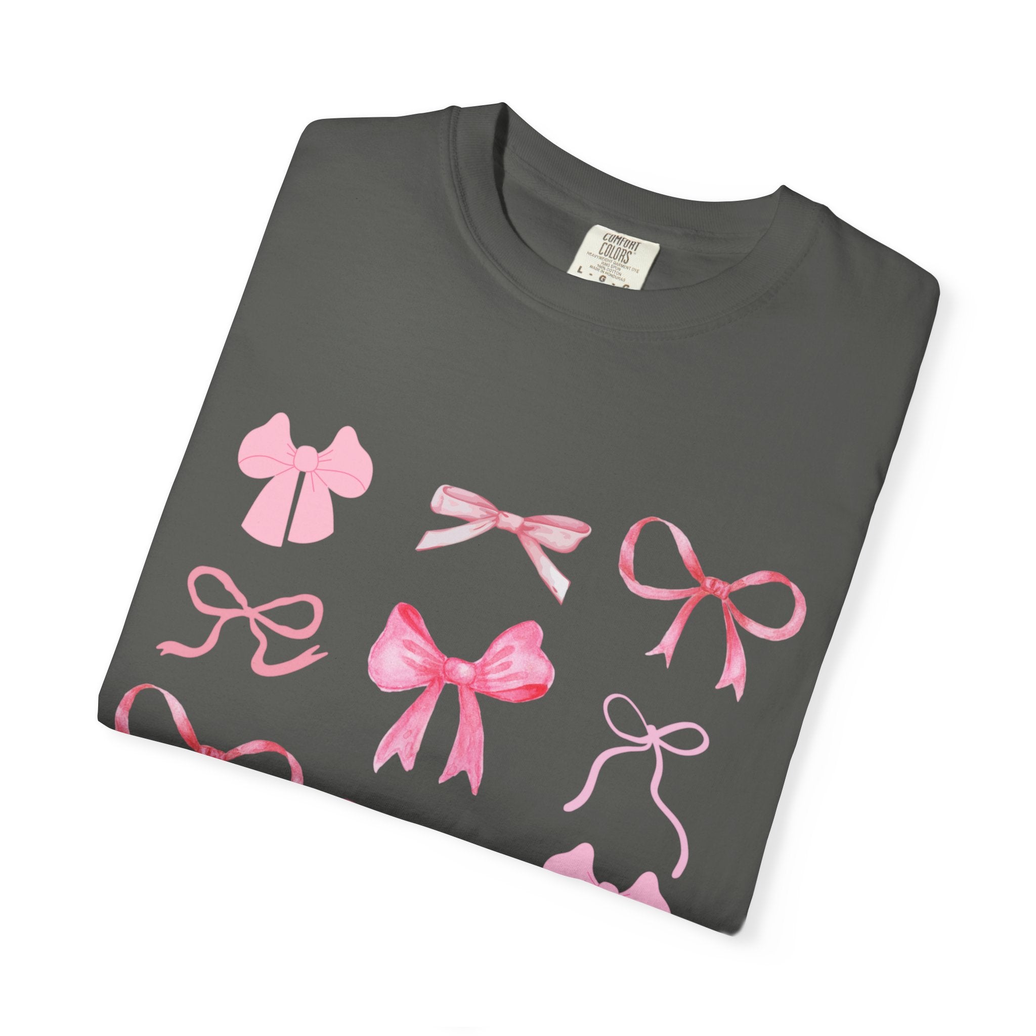 Pink Bow Pattern T-shirt | Cute Ribbon Graphic Tee for Valentine's Day