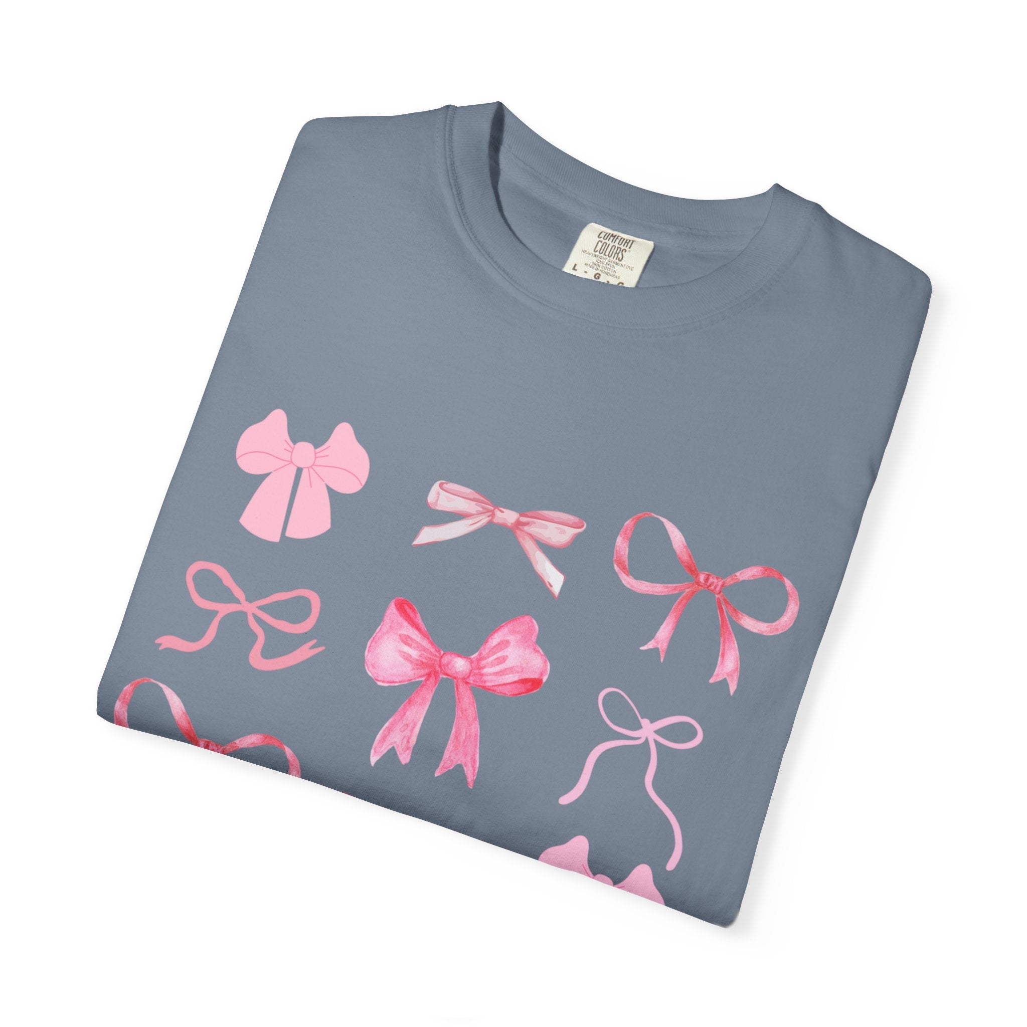 Pink Bow Pattern T-shirt | Cute Ribbon Graphic Tee for Valentine's Day
