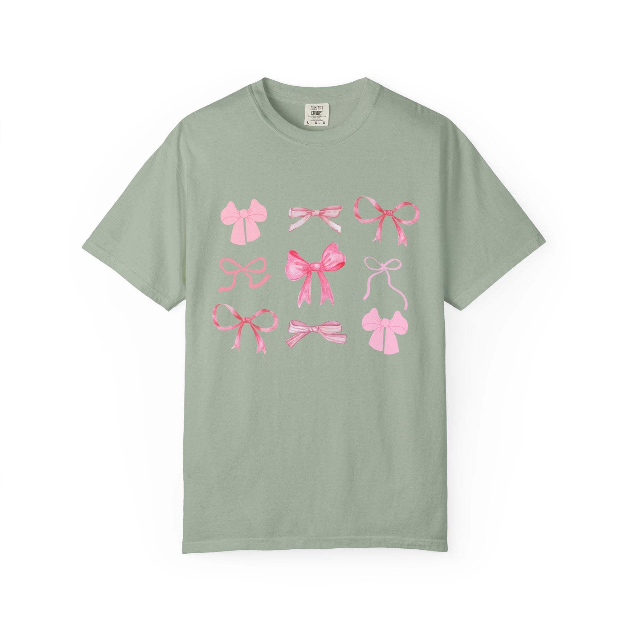Pink Bow Pattern T-shirt | Cute Ribbon Graphic Tee for Valentine's Day