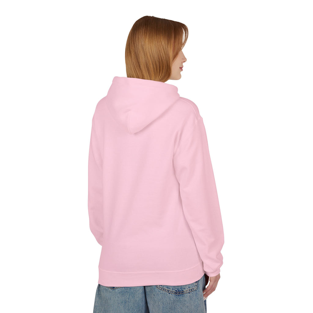 White Hoodie — "Too Pretty For Negative Energy" Pink Script Cozy Pullover