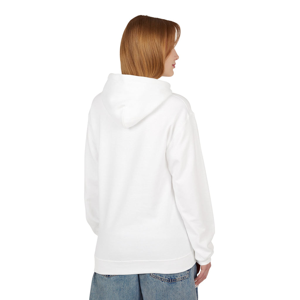 White Hoodie — "Too Pretty For Negative Energy" Pink Script Cozy Pullover