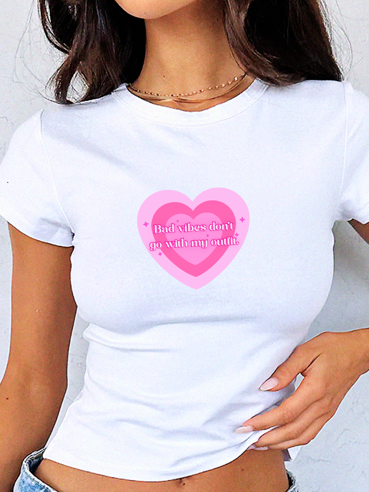 Baby Tee — Pink Heart Valentine Tee