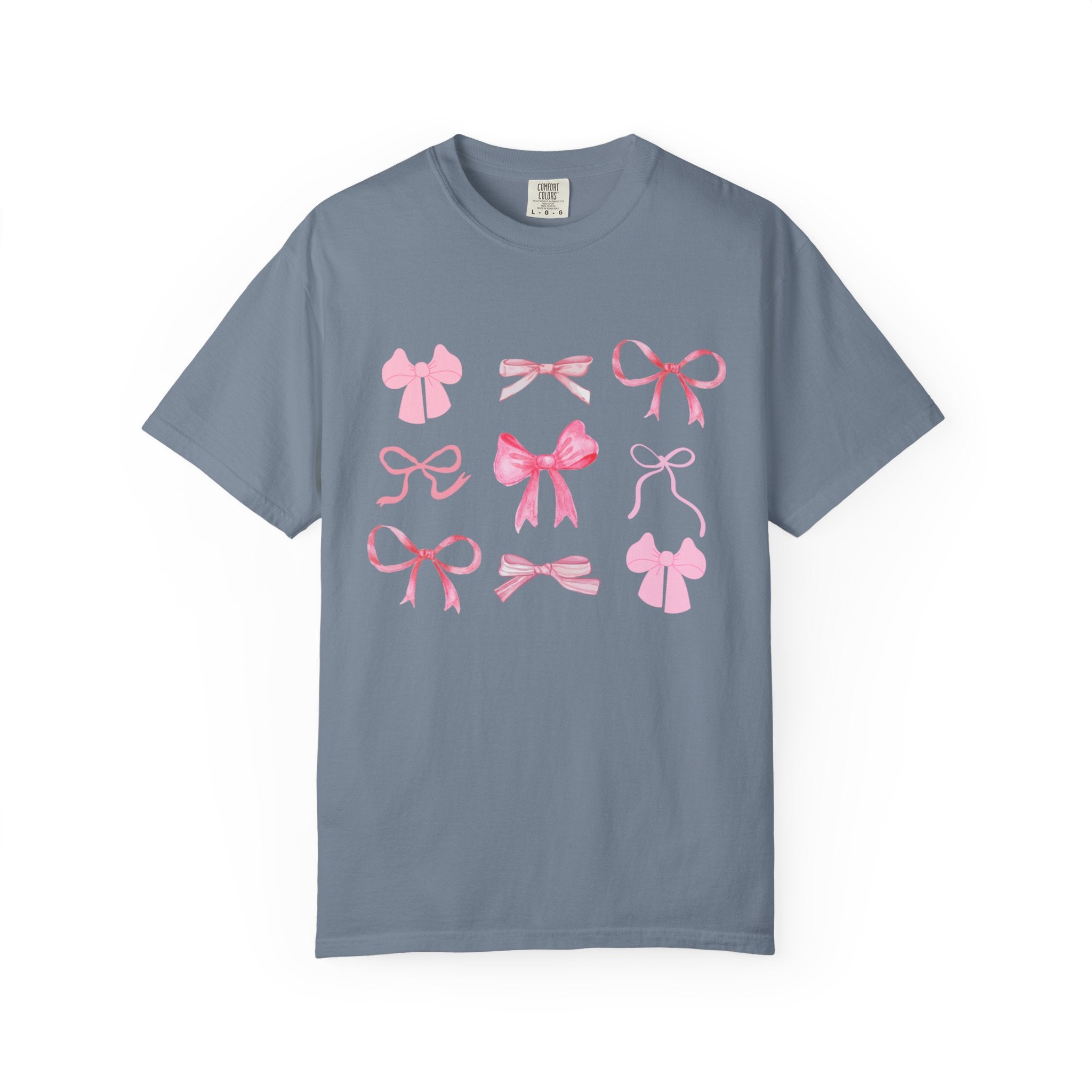 Pink Bow Pattern T-shirt | Cute Ribbon Graphic Tee for Valentine's Day