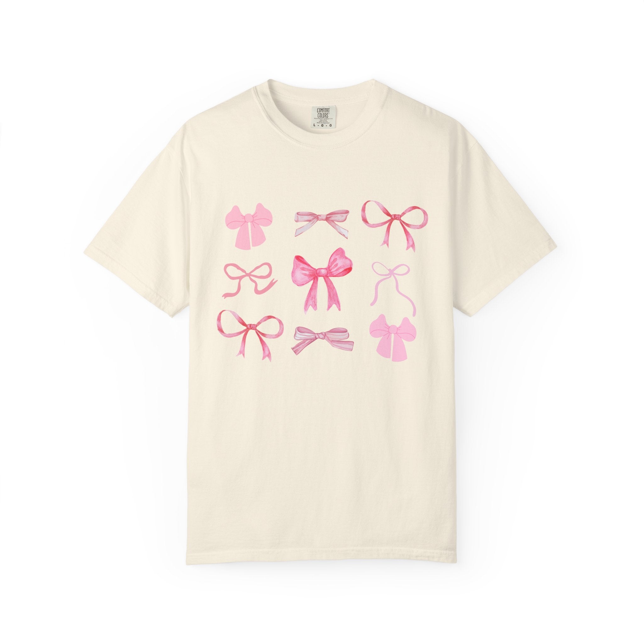 Pink Bow Pattern T-shirt | Cute Ribbon Graphic Tee for Valentine's Day