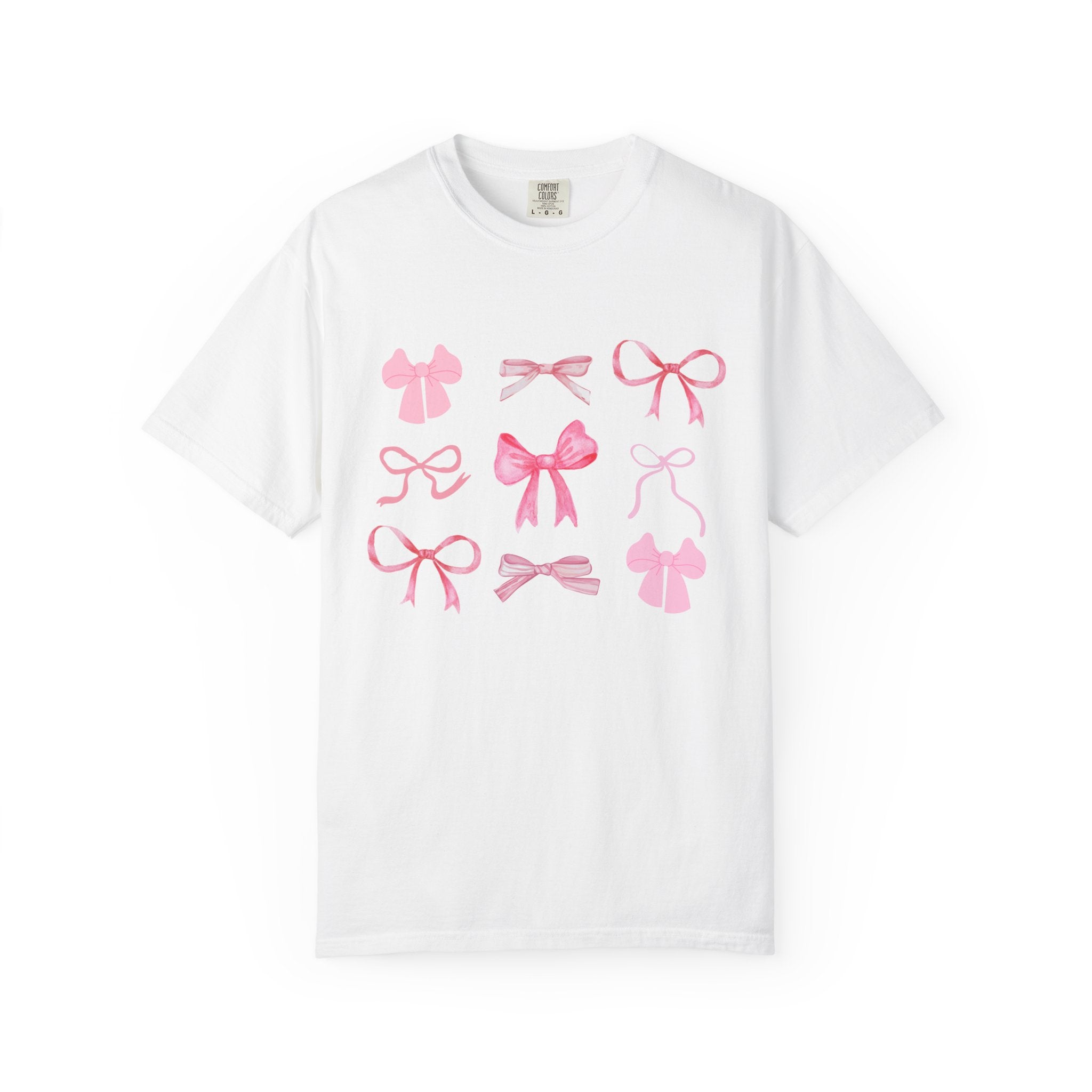 Pink Bow Pattern T-shirt | Cute Ribbon Graphic Tee for Valentine's Day