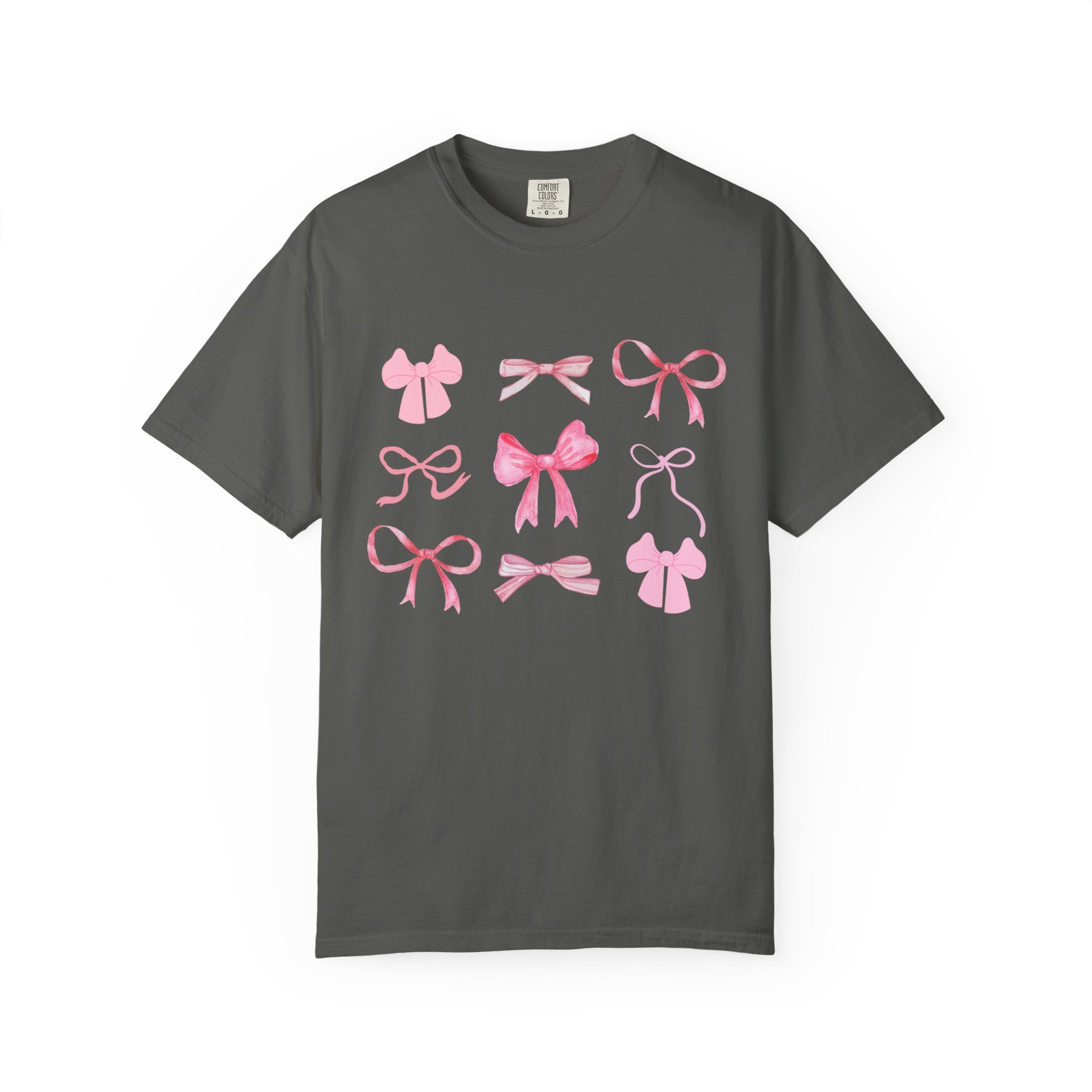 Pink Bow Pattern T-shirt | Cute Ribbon Graphic Tee for Valentine's Day